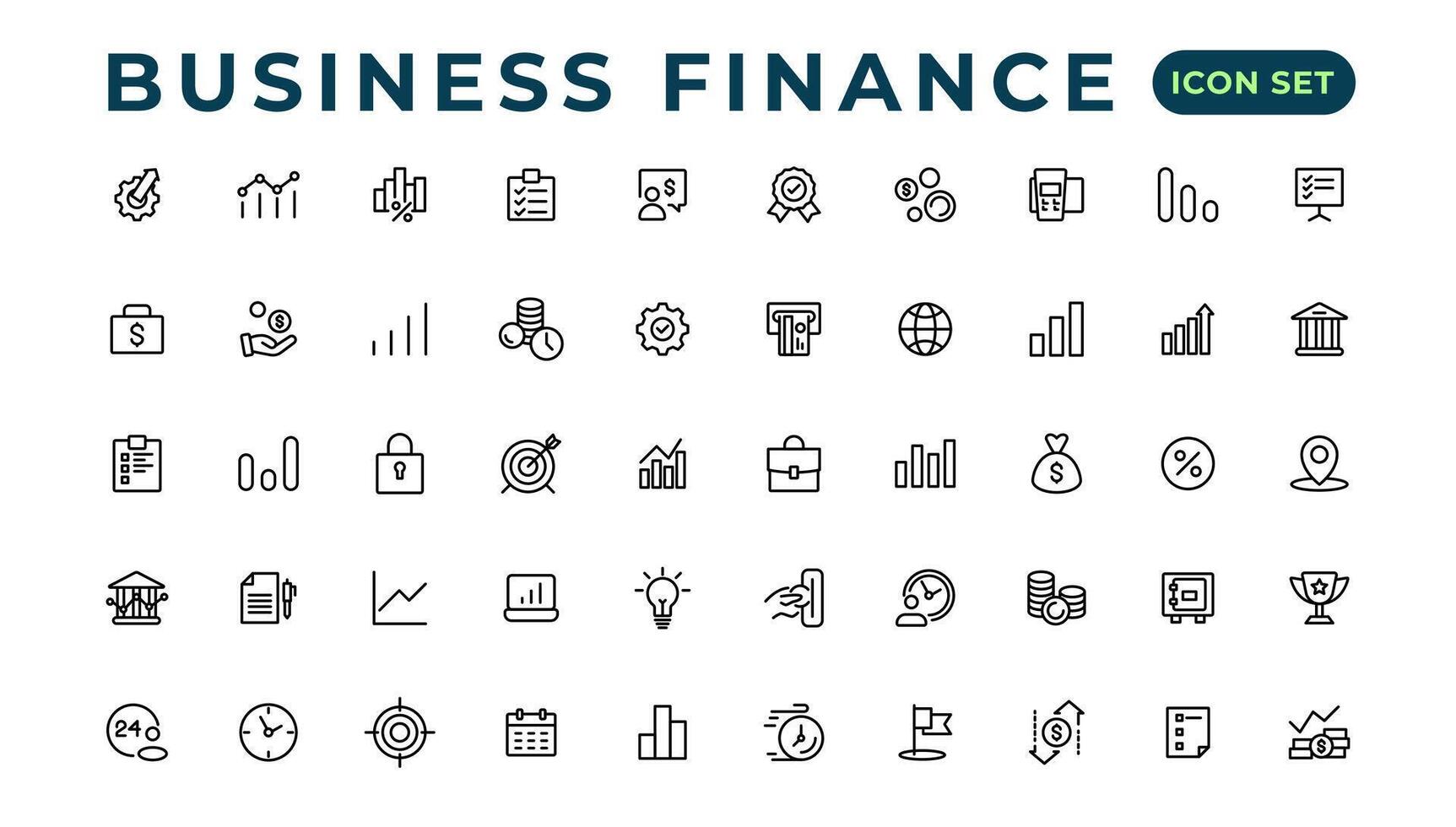 affaires et la finance ligne Icônes ensemble. homme d'affaire contour Icônes collection. argent, investissement, travail en équipe, réunion, Partenariat, réunion, travail succès.contour icône . vecteur