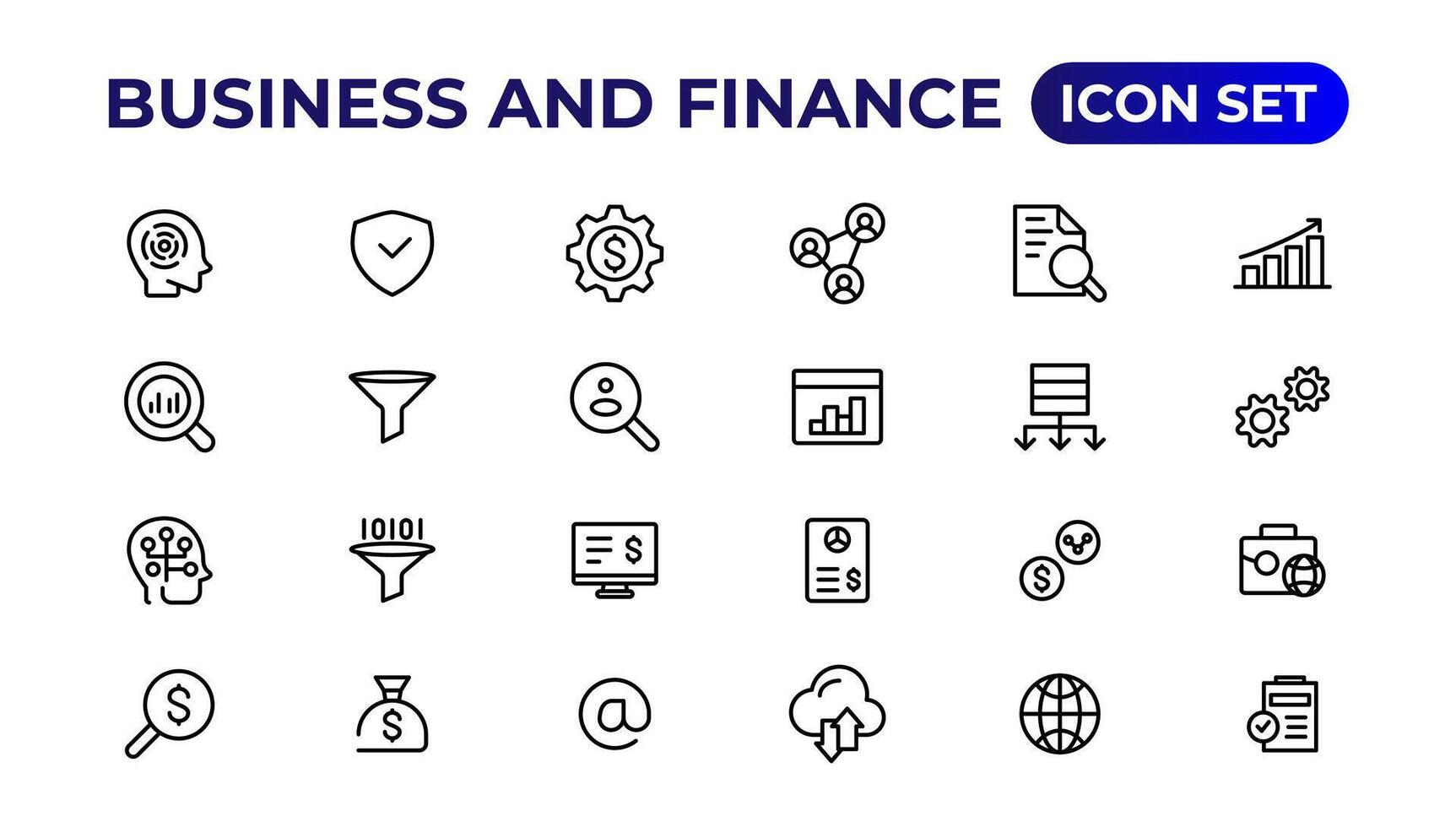 affaires et la finance icône ensemble. affaires et société vecteur icône.argent, investissement, travail en équipe, réunion, Partenariat, réunion, travail succès.