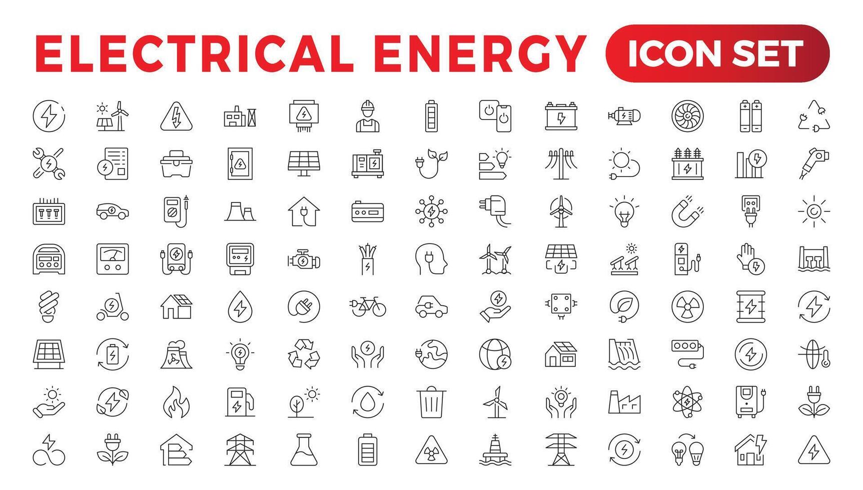 électrique énergie, électricité. contour icône collection vecteur