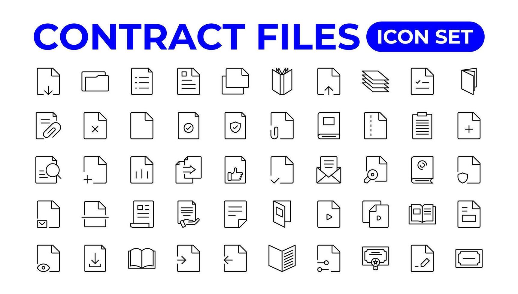 document ligne icône ensemble. des dossiers symbole collection.contour icône collection. vecteur