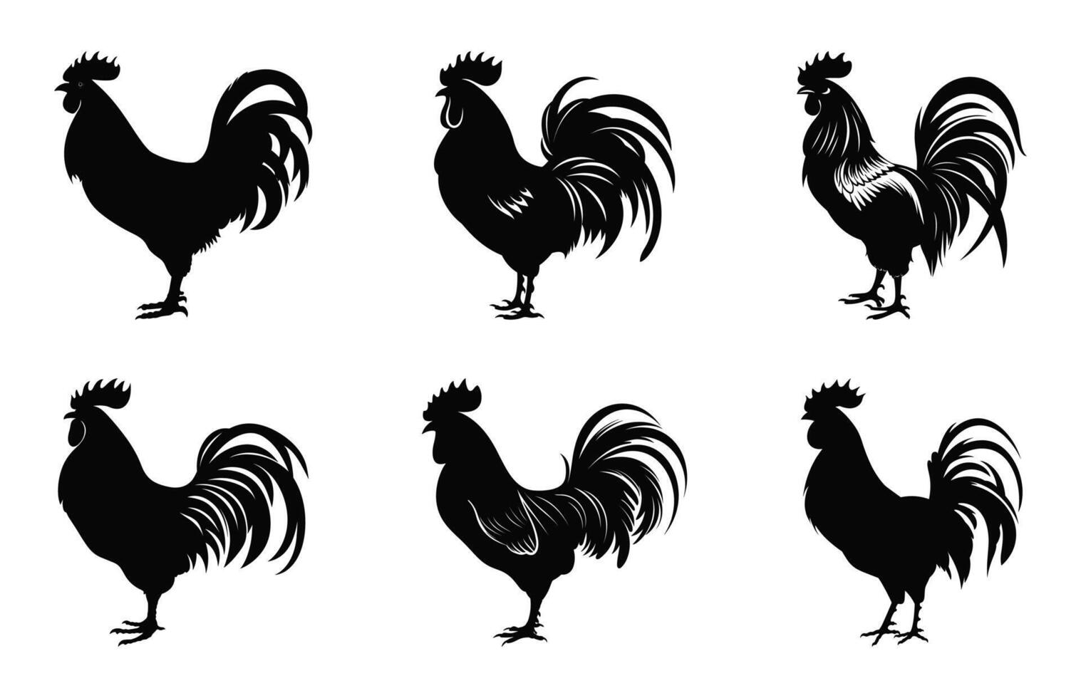 coq coq silhouette vecteur empaqueter, coq silhouettes, coq noir clipart ensemble