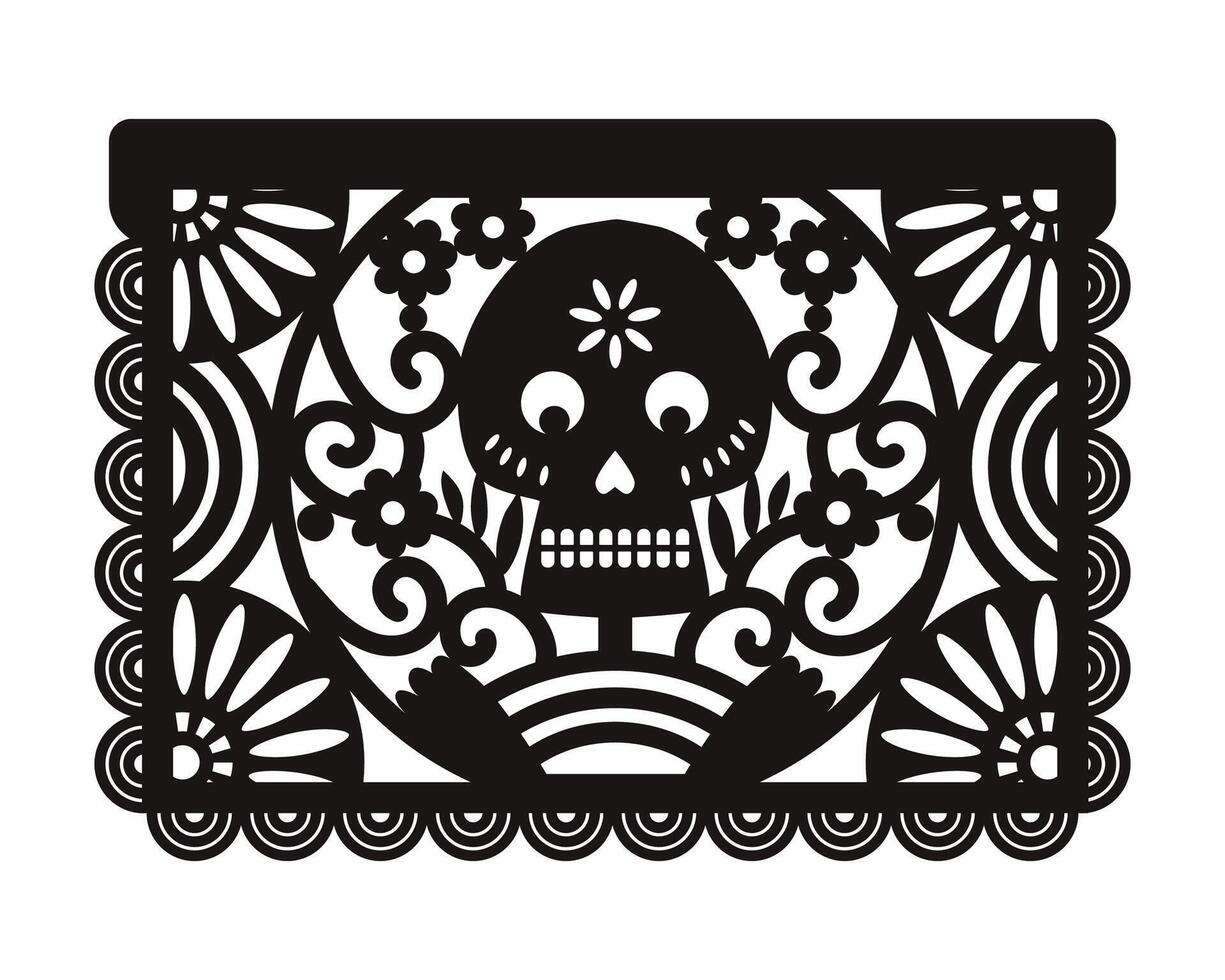 mexicain papier décorations - papel picado. laser Couper modèle. vecteur