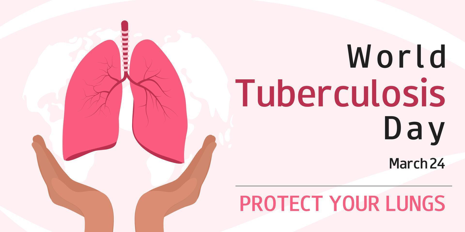 monde tuberculose journée. Mars 24. vecteur illustration de poumons et mains. horizontal arrière-plan, bannière, affiche, prospectus, présentation, campagne.