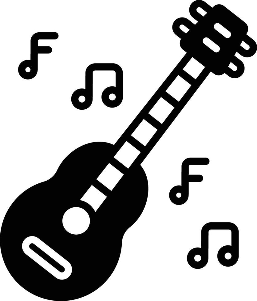 guitare glyphe et ligne vecteur illustration