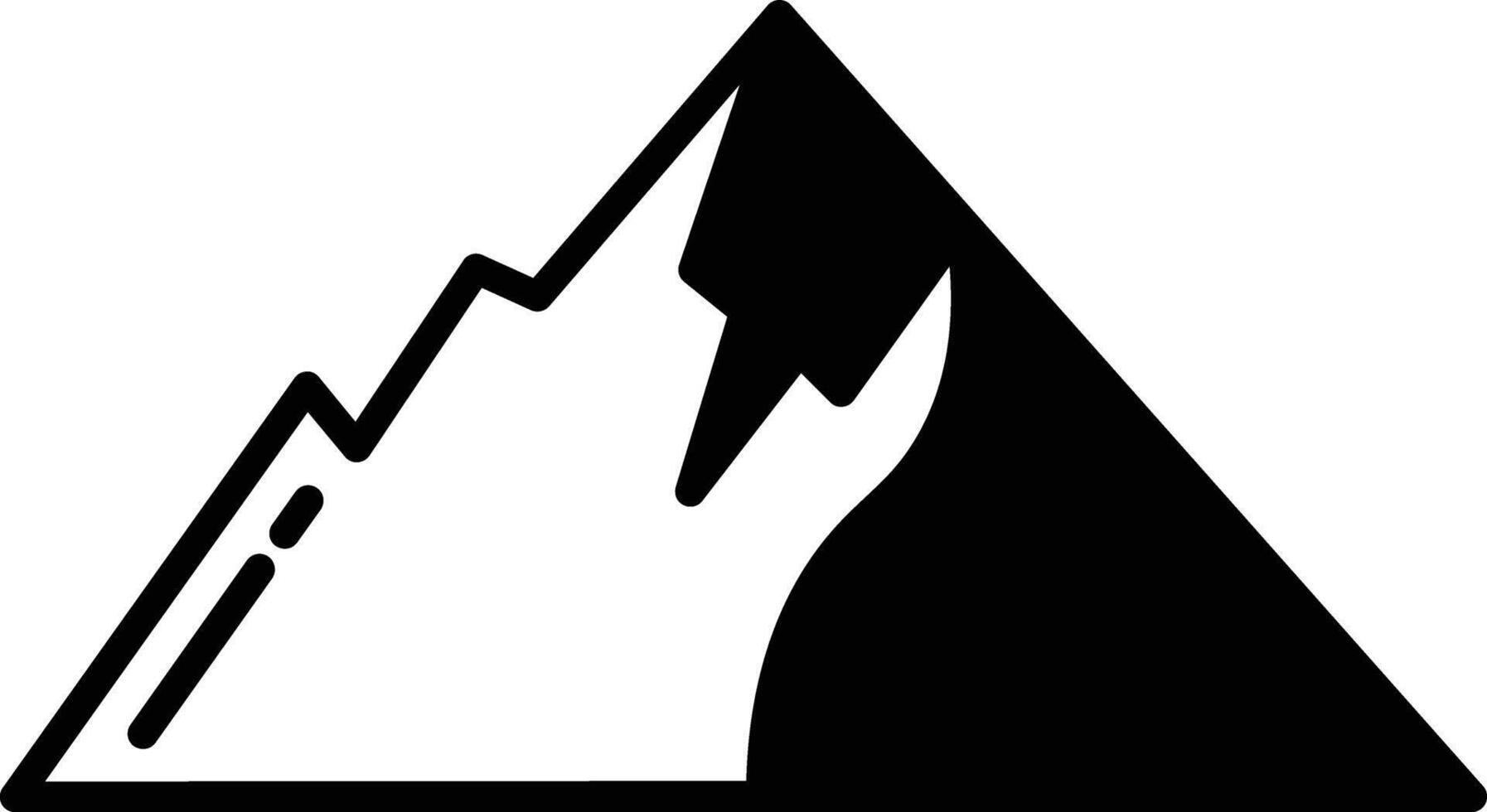 Montagne vallée glyphe et ligne vecteur illustration