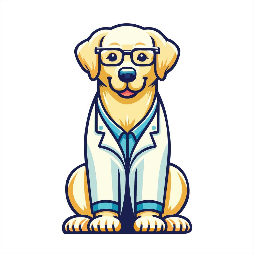 ai généré Labrador retriever chien médecin séance et à la recherche en haut illustration vecteur