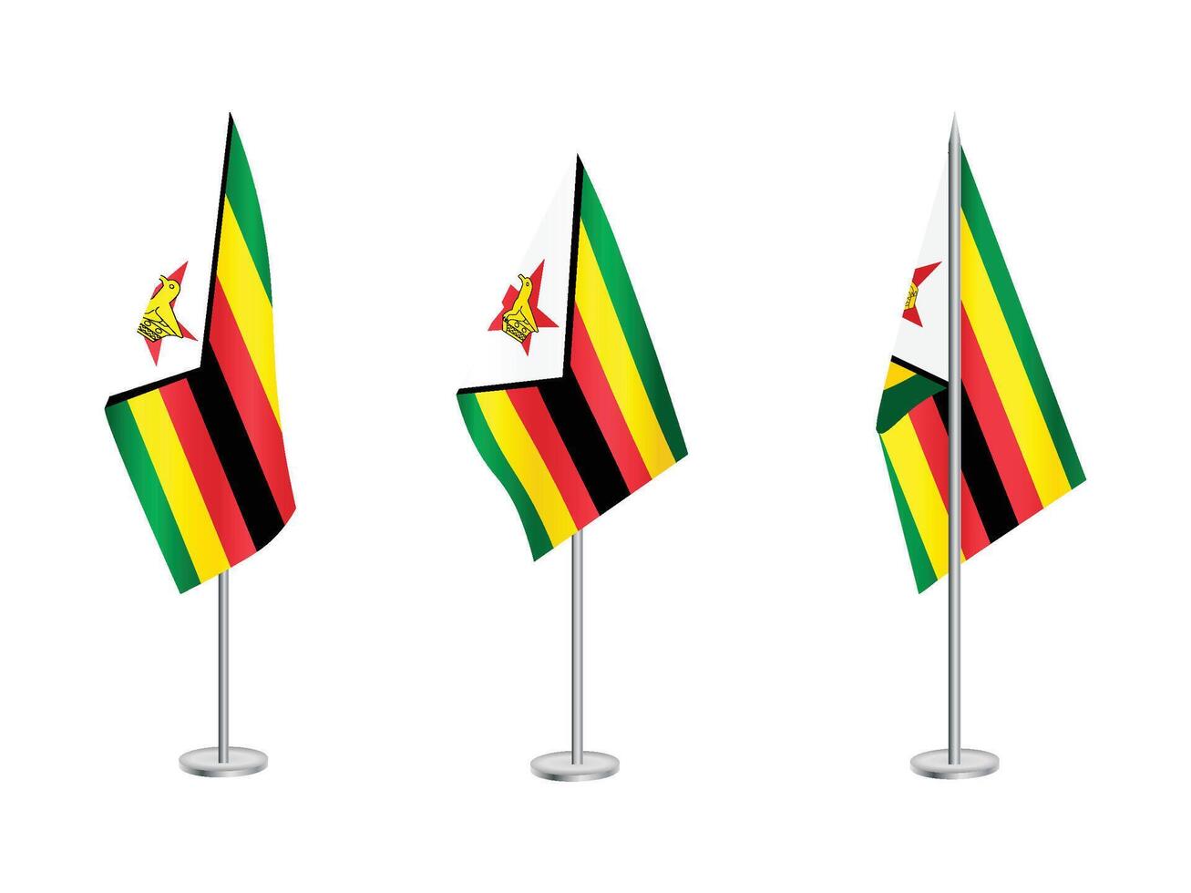 drapeau de Zimbabwe avec argent pôle.set de le Zimbabwe nationale drapeau vecteur
