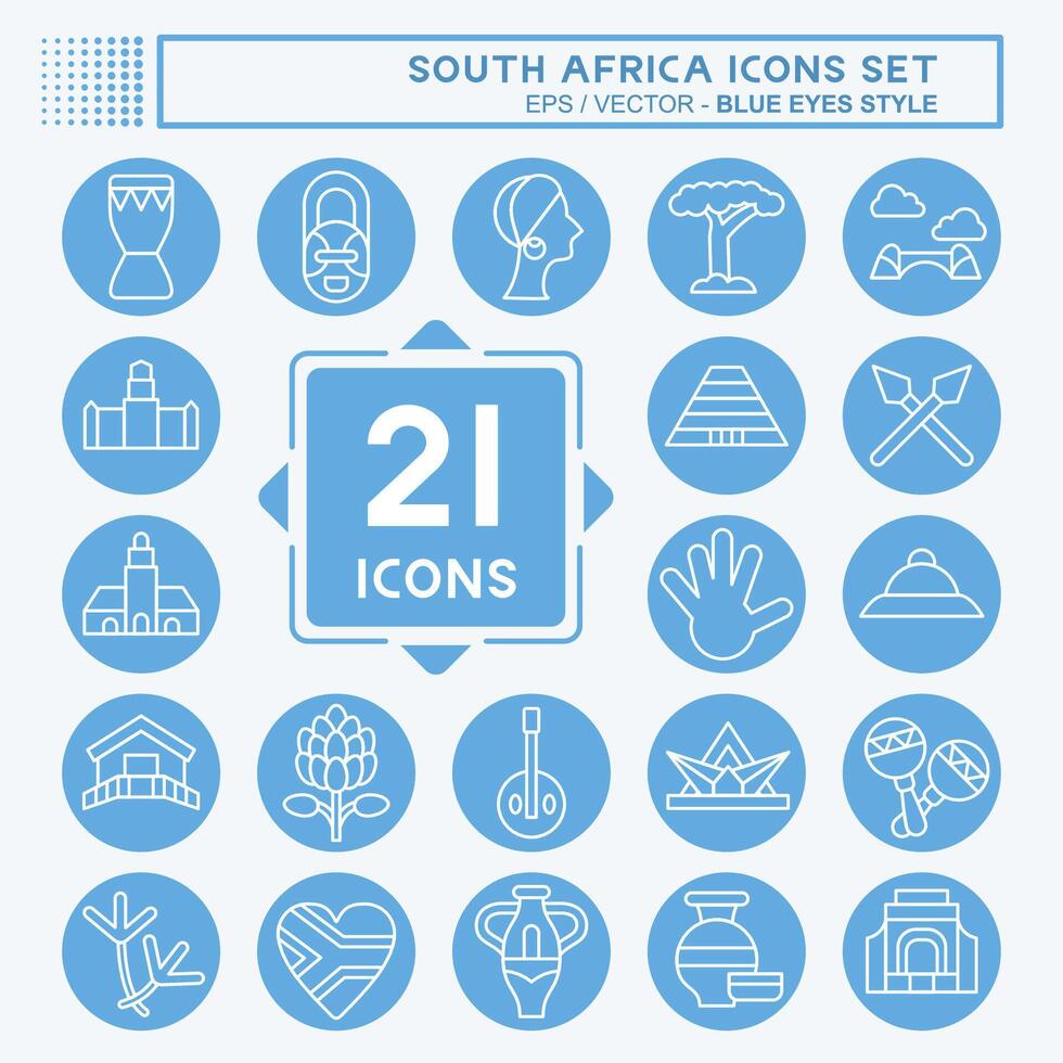 icône ensemble Sud Afrique. en relation à éducation symbole. bleu yeux style. Facile conception illustration vecteur