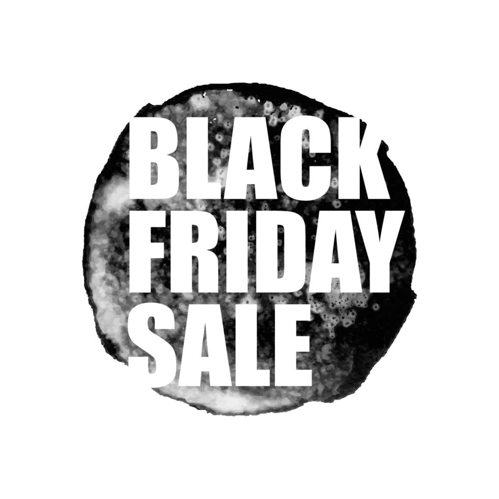 illustration vectorielle de bannière de vente vendredi noir avec tache aquarelle sur fond blanc. modèle de conception d'inscription. vecteur