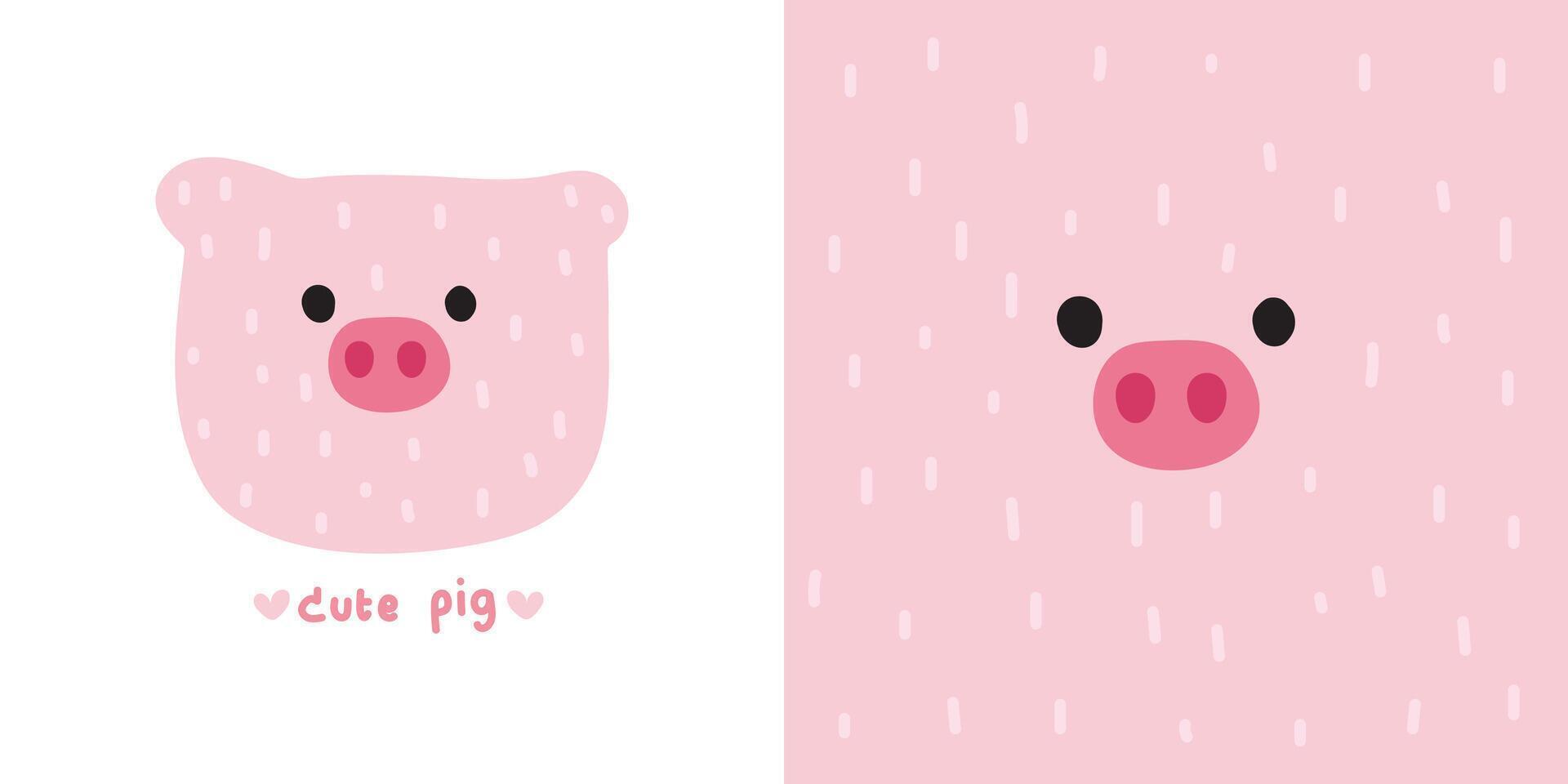 mignonne sourire porc visage doux cheveux main dessiné.ferme tête animal personnage dessin animé design.enfant graphique.image pour carte, affiche, impression écran, bébé vêtements, t-shirt, autocollant.kawaii.vector.illustration. vecteur