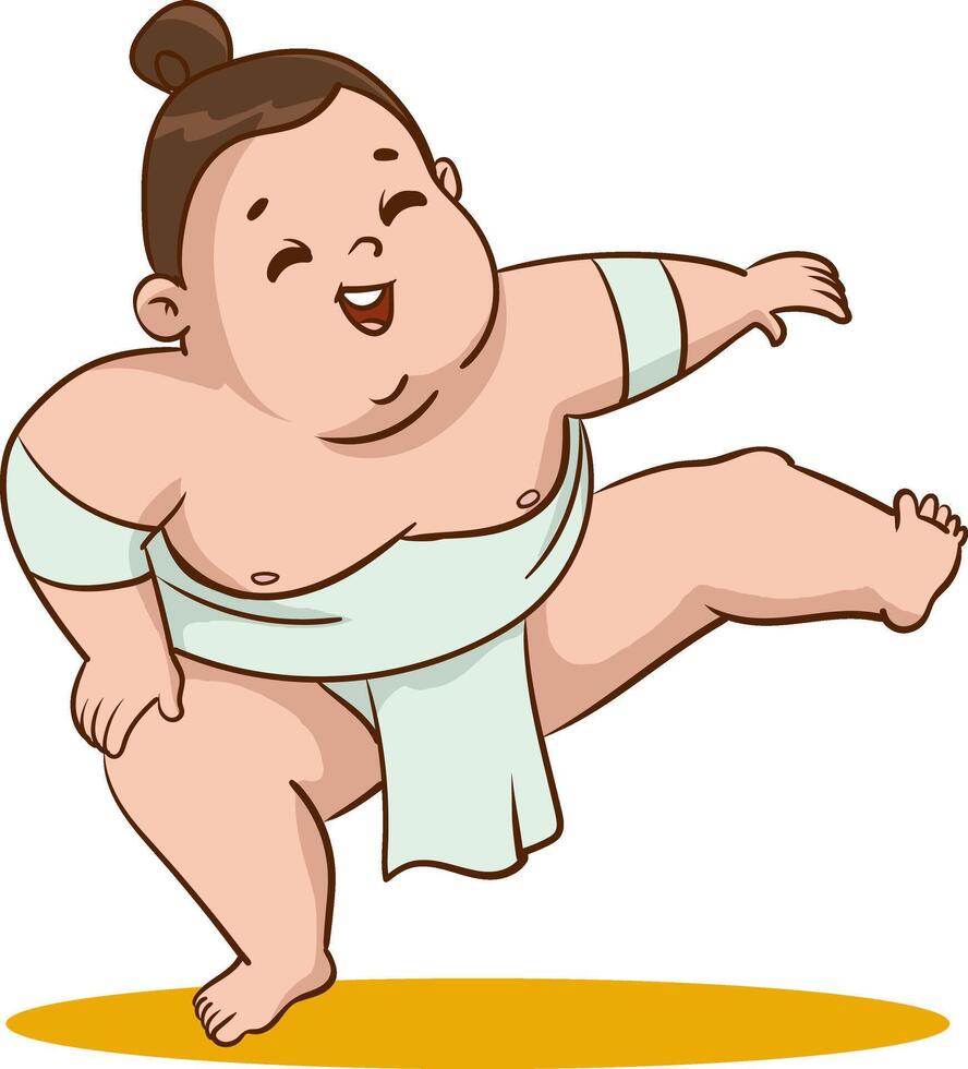 vecteur illustration de mignonne sumo lutteurs.mignon des gamins Faire sumo lutte.