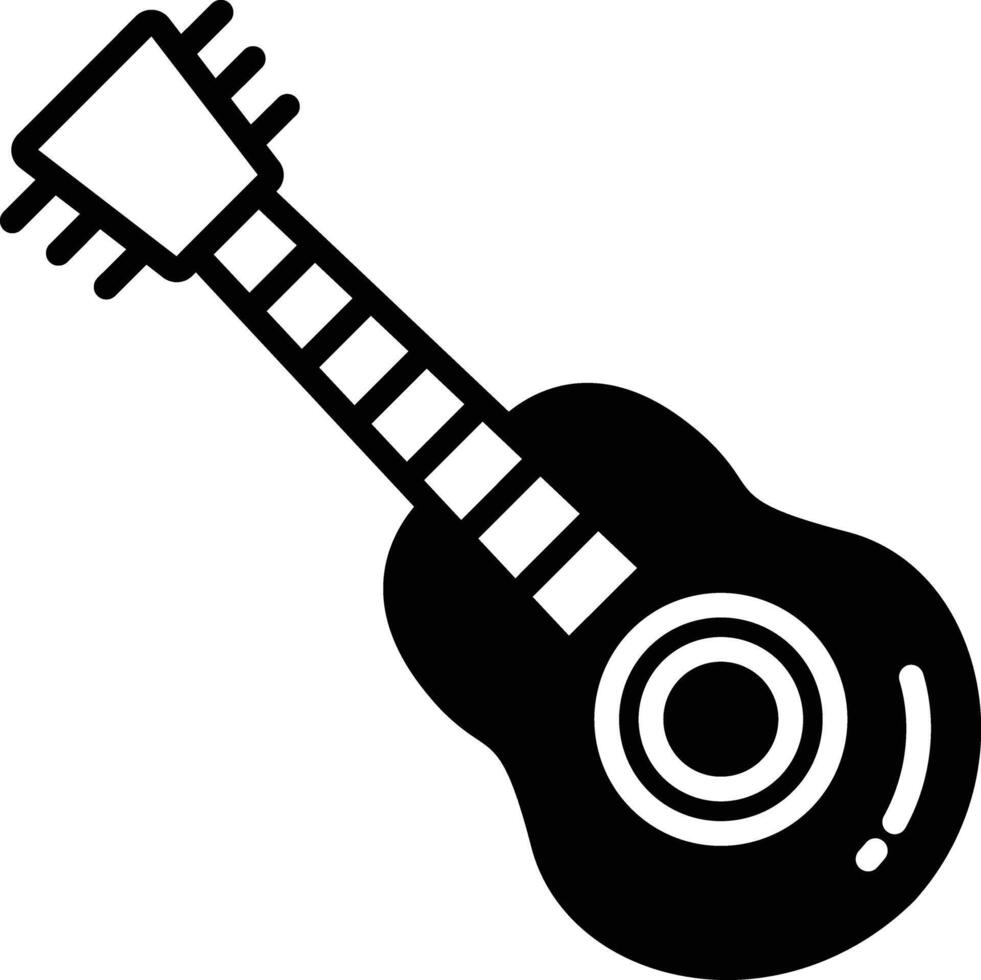 guitare glyphe et ligne vecteur illustration