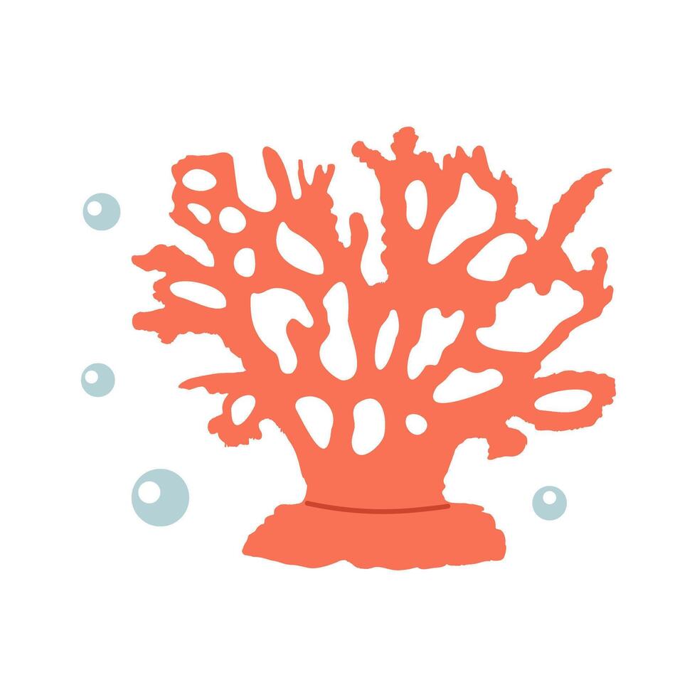 mignonne dessiné à la main coloré corail dans plat style, océan aquatique sous-marin kawaii vecteur. vecteur dessin animé illustration sur blanc Contexte.