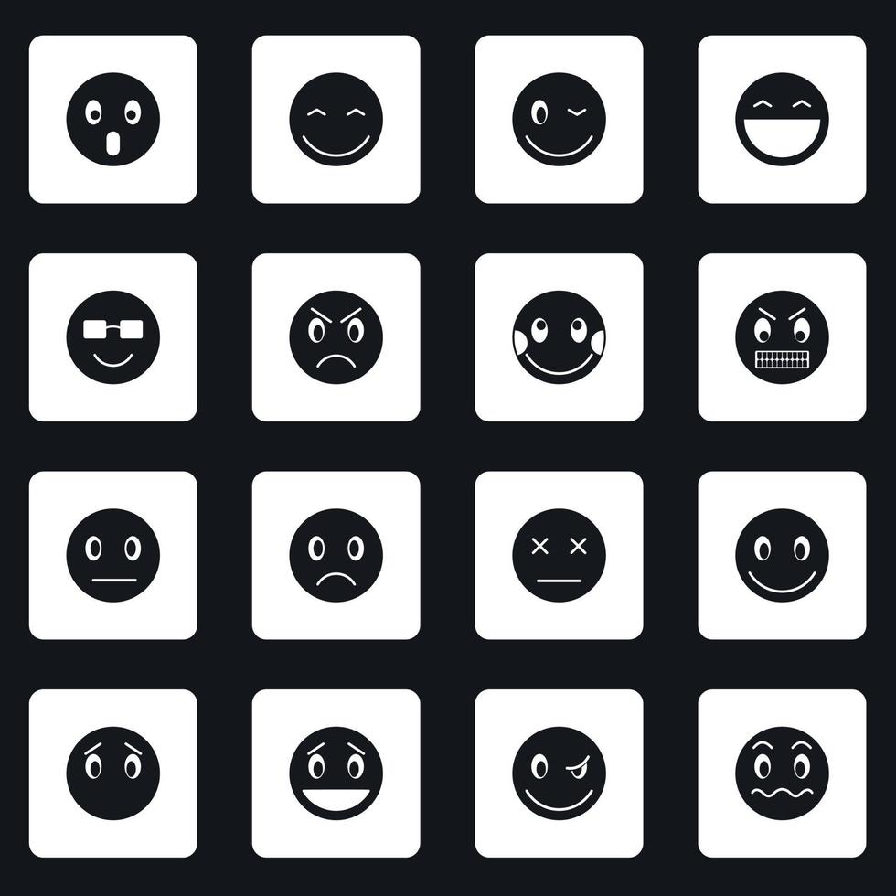 ensemble d'icônes de sourire, style simple vecteur