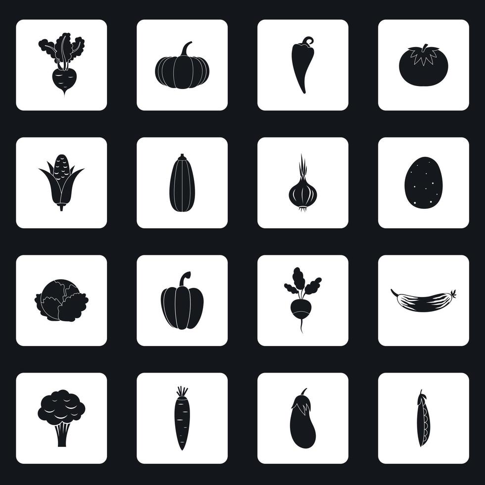 jeu d'icônes de légumes, style simple vecteur