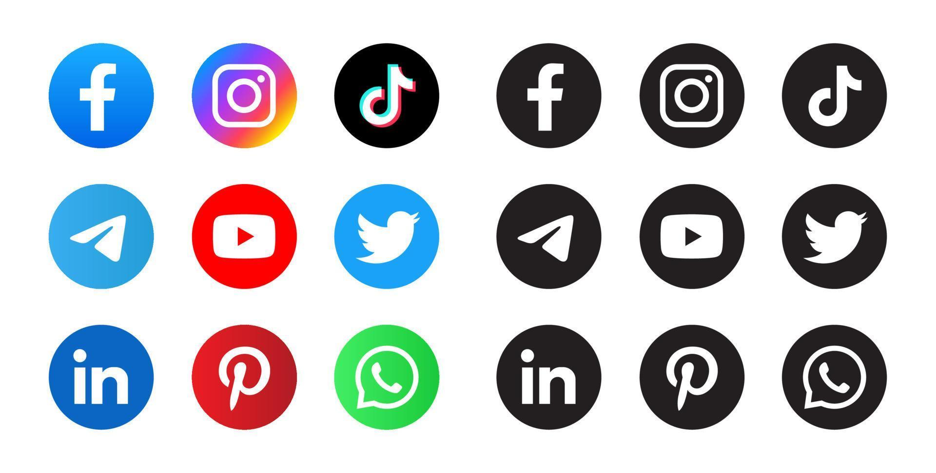 collection de logos de médias sociaux populaires vecteur