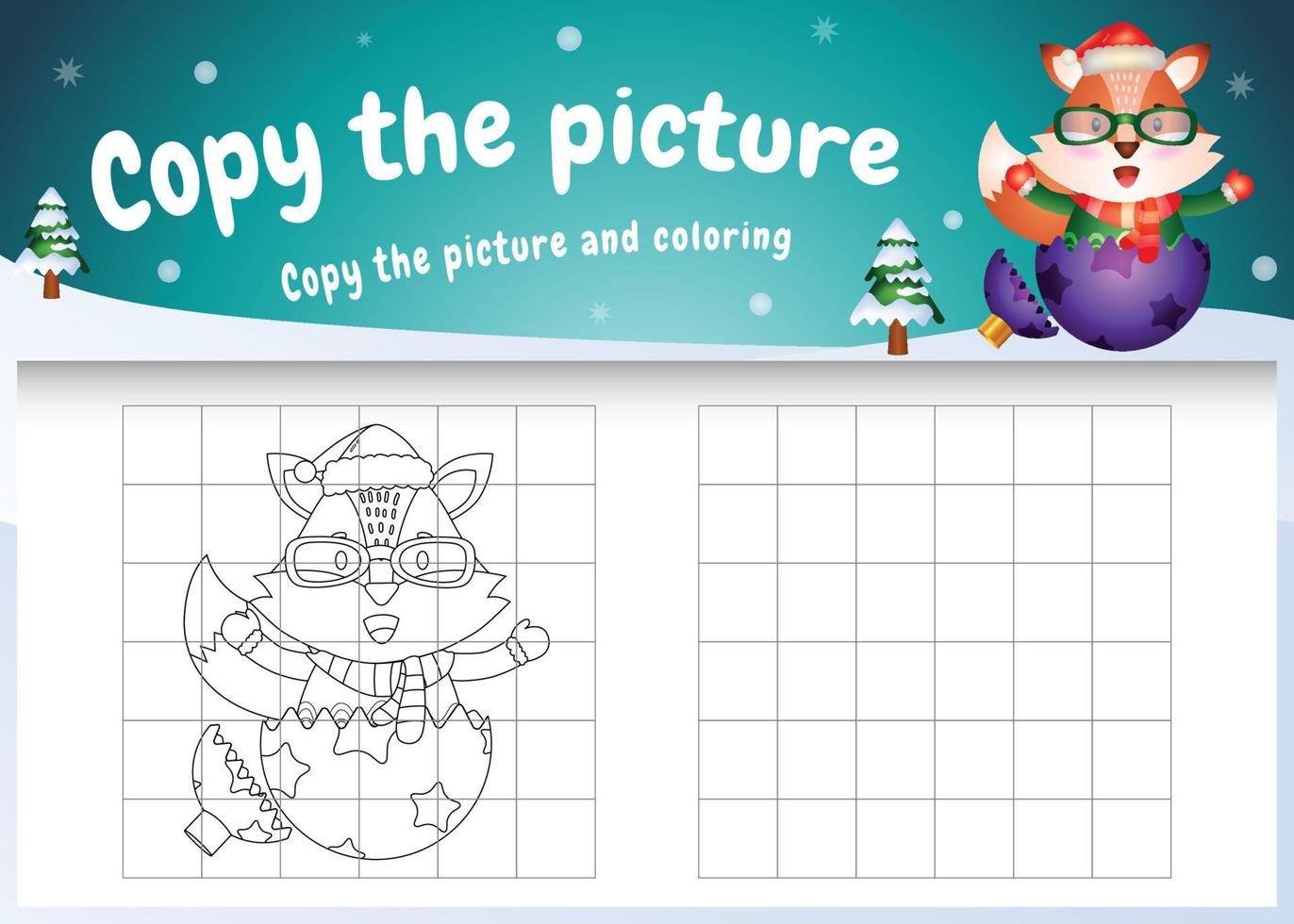 copiez l'image jeu d'enfants et coloriage avec un renard mignon vecteur