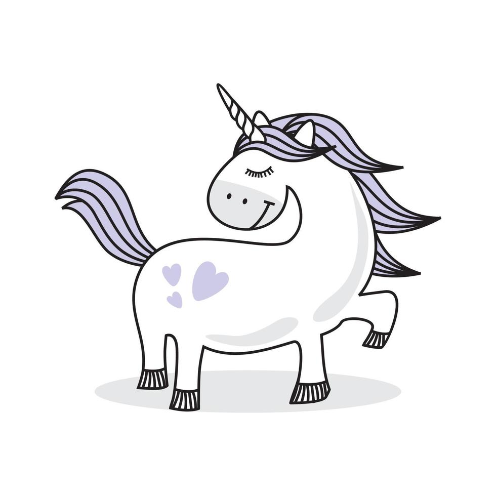 dessin animé petit poney doodle licorne vecteur