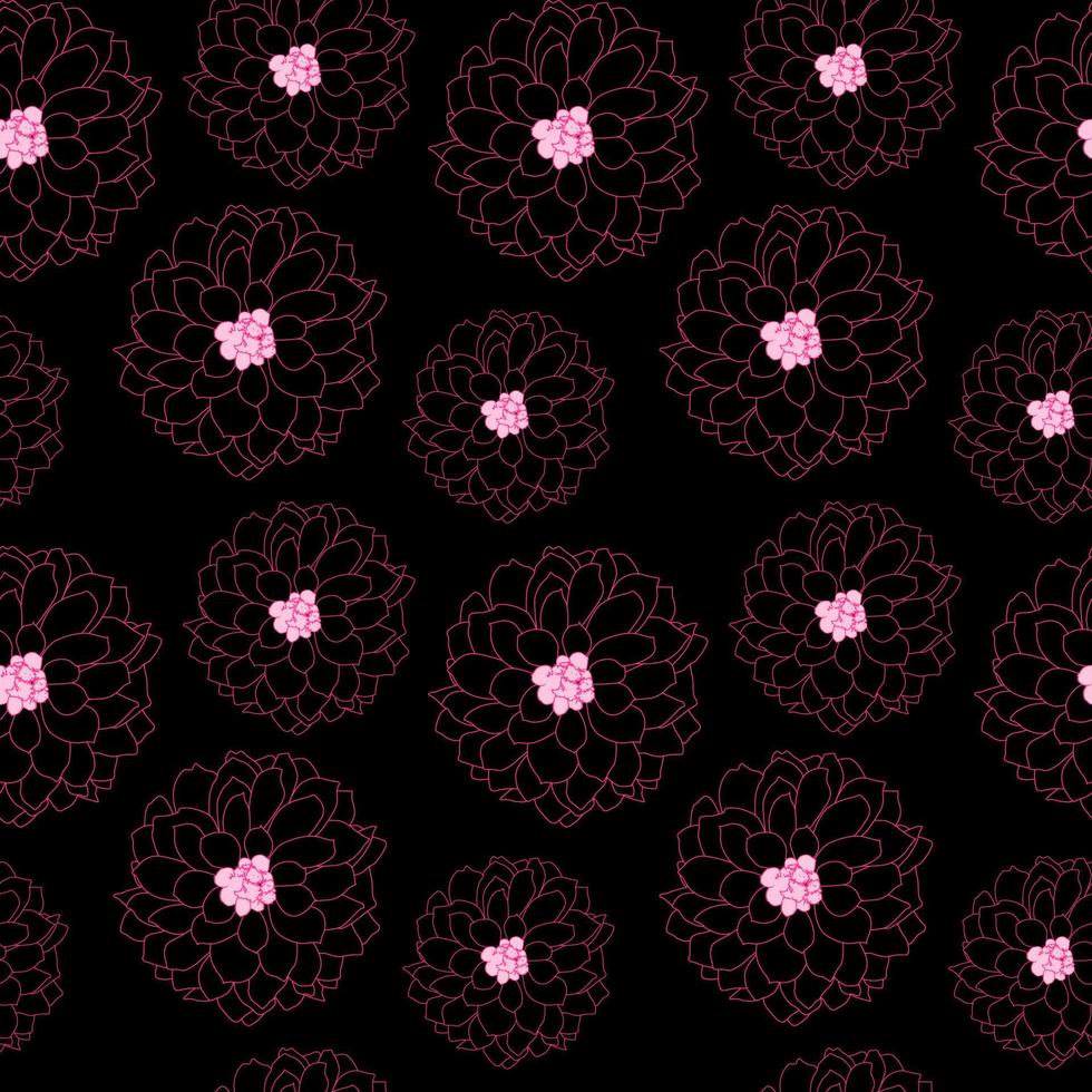 modèle sans couture de fleur de dahlia dessiné main abstraite. illustration vectorielle vecteur