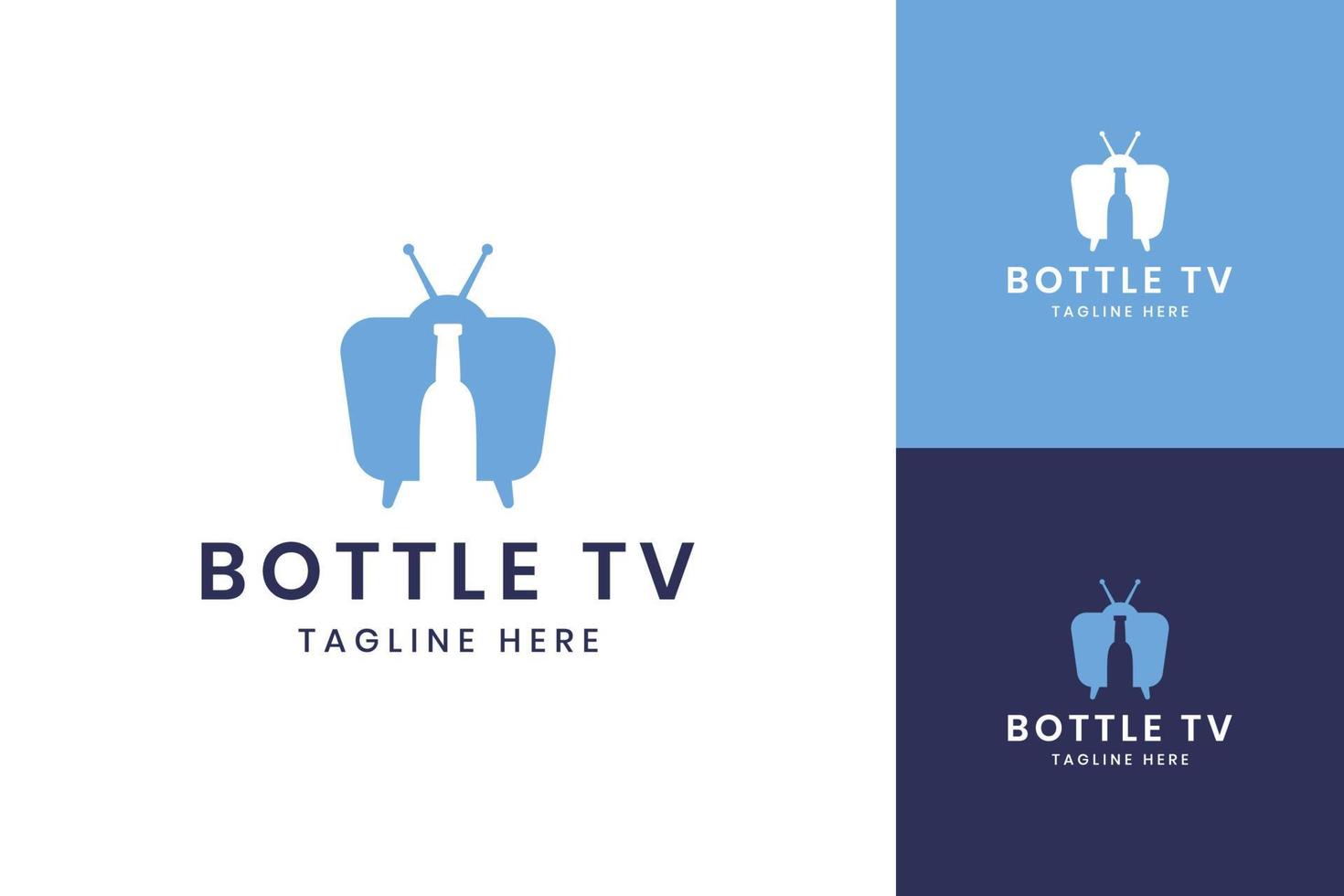 conception de logo d'espace négatif de télévision de bouteille vecteur