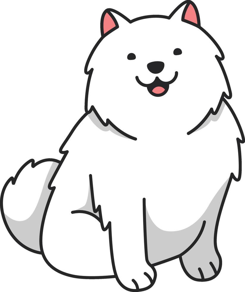 mignonne samoyède chien dessin animé illustration vecteur