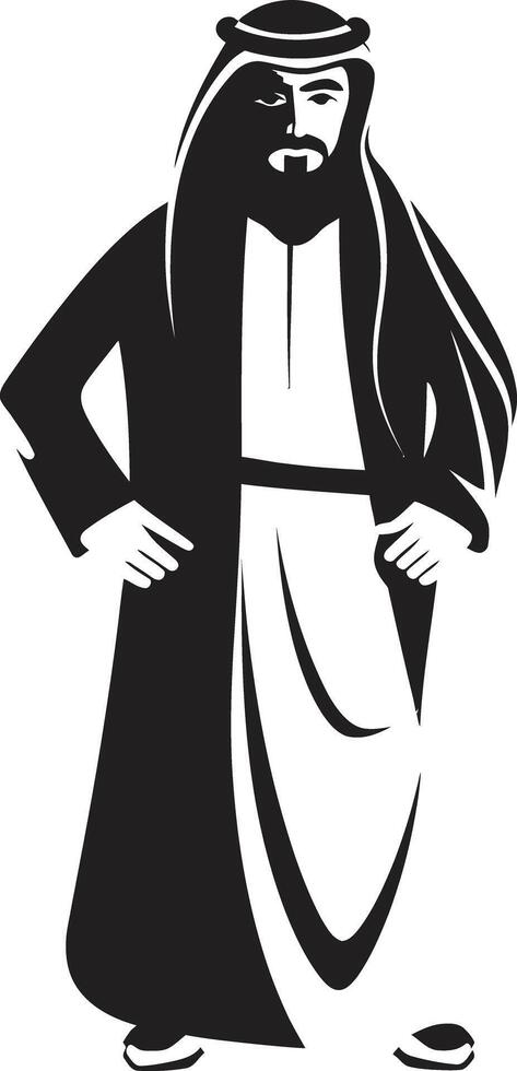majestueux élégance lisse icône représentant noir vecteur logo de un arabe homme royal profil monochromatique emblème avec arabe homme dans noir vecteur