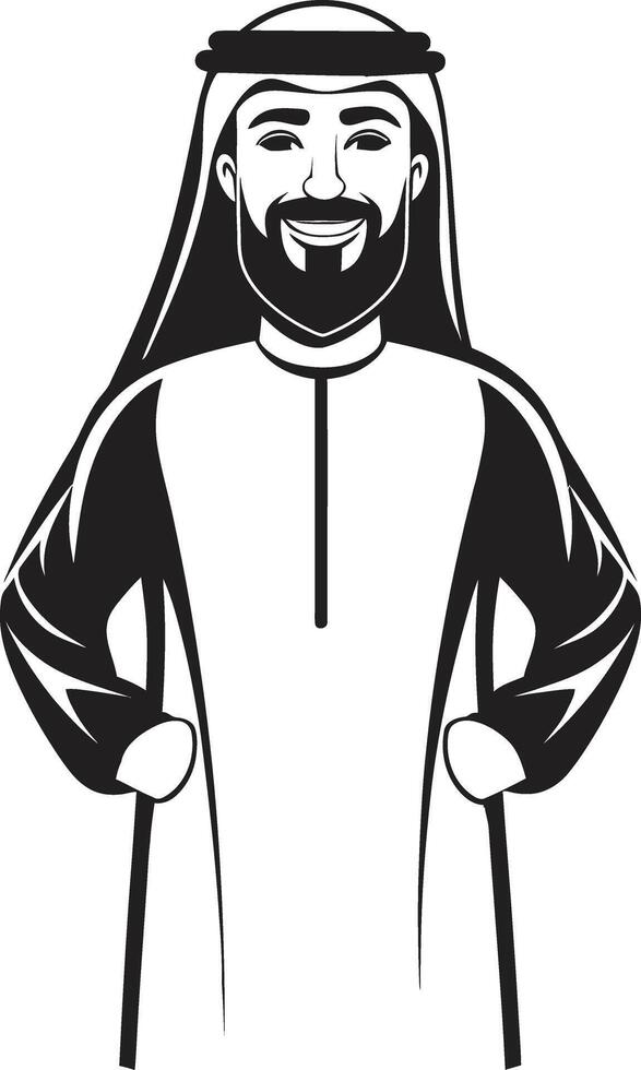 royal profil monochromatique vecteur logo avec arabe homme dans noir culturel la souveraineté lisse icône mettant en valeur arabe homme logo conception dans vecteur