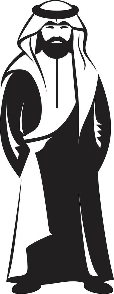 arabe héritage monochrome emblème représentant arabe homme logo conception dans vecteur silhouette de la grâce élégant noir icône avec vecteur logo de un arabe homme