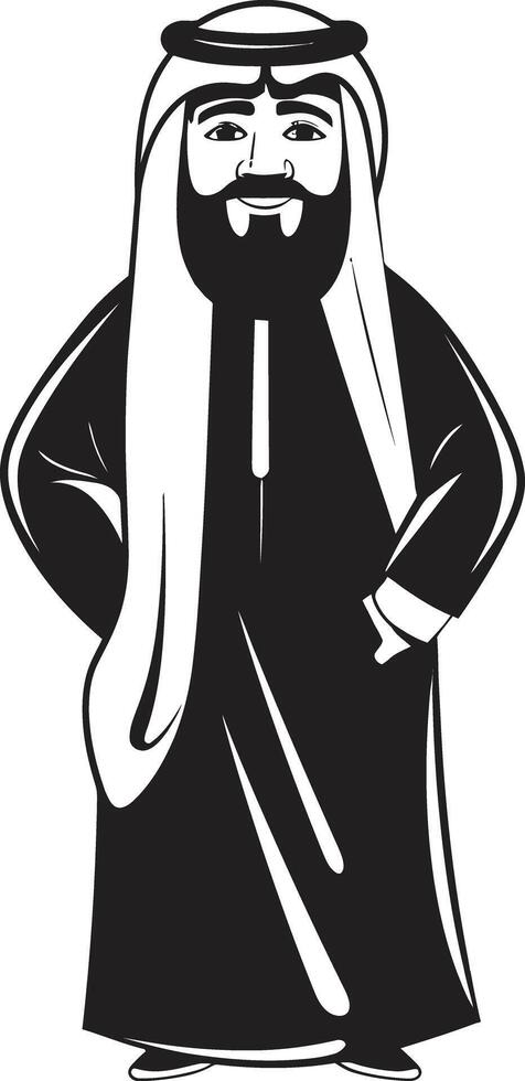 majestueux élégance lisse emblème illustrant arabe homme dans monochrome royal profil élégant vecteur logo conception de un arabe homme silhouette