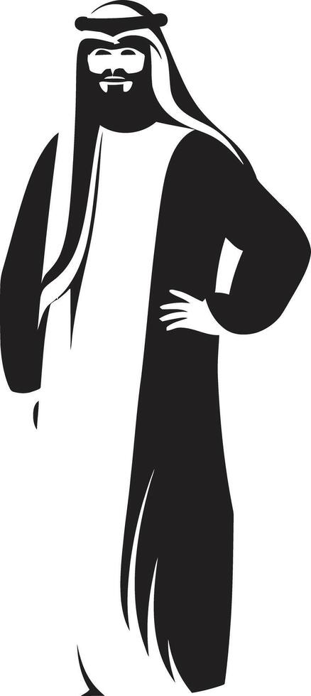 arabe héritage monochrome emblème de un arabe homme dans lisse vecteur silhouette de la grâce élégant vecteur logo illustrant arabe homme conception dans noir
