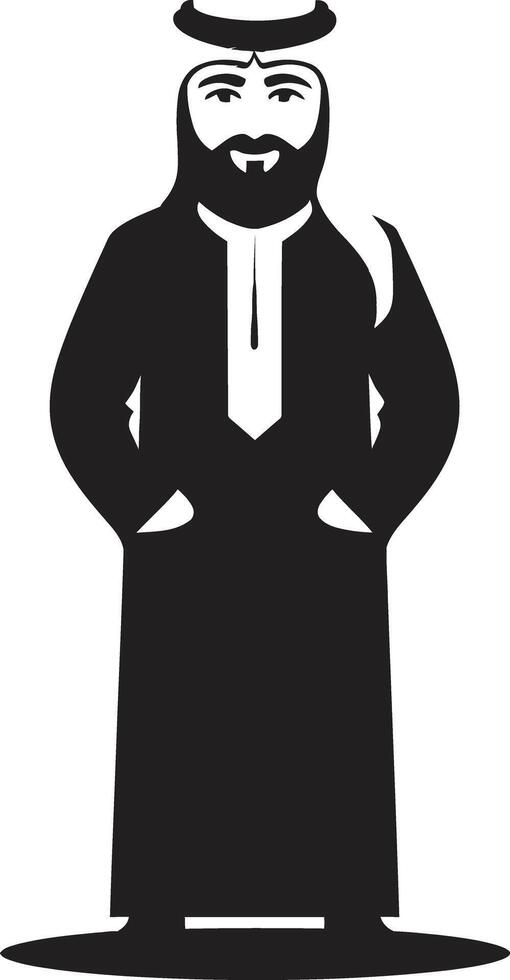 arabe élégance lisse icône avec arabe homme dans vecteur logo conception majestueux arabesque noir vecteur logo avec élégant arabe homme conception