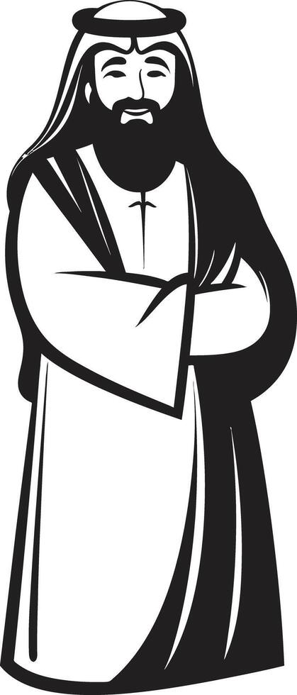 arabe héritage monochrome emblème représentant arabe homme logo conception dans vecteur silhouette de la grâce élégant noir icône avec vecteur logo de un arabe homme