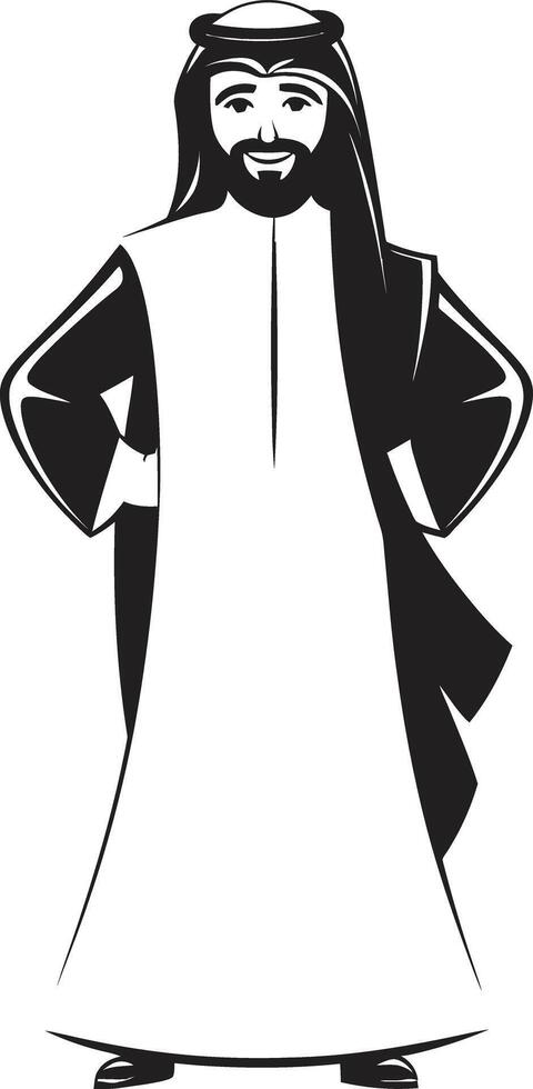 royal profil monochromatique emblème avec vecteur logo de un arabe homme culturel la souveraineté lisse vecteur logo conception de un arabe homme silhouette