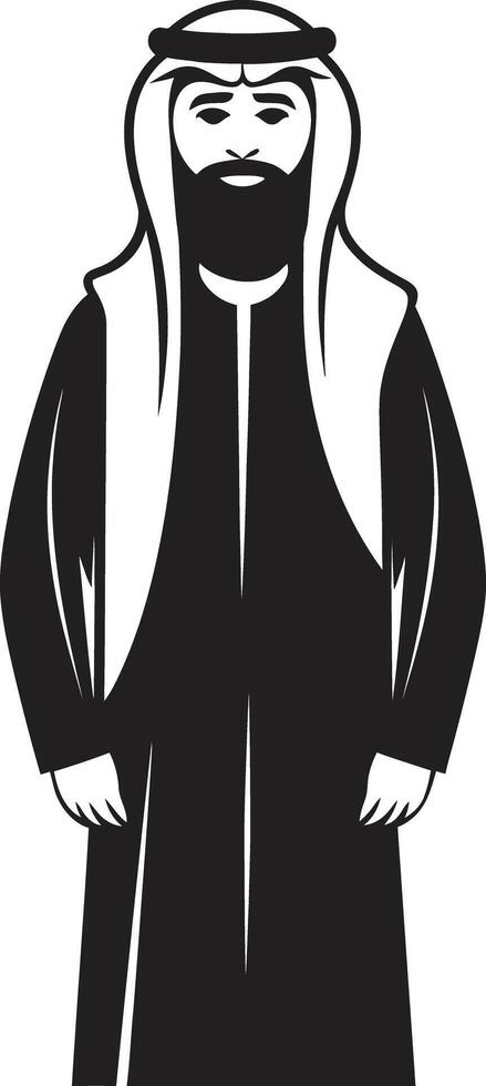 noble traditions monochromatique vecteur logo conception avec arabe homme silhouette mystique présence noir icône mettant en valeur arabe homme logo conception dans lisse style