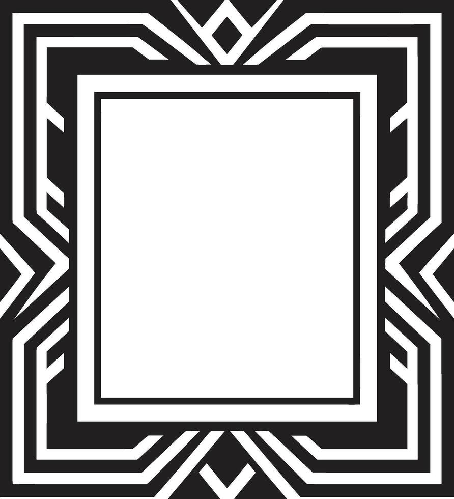 élégant patrimoine noir emblème avec art déco Cadre dans monochrome symétrie raffiné lisse vecteur logo de art déco Cadre