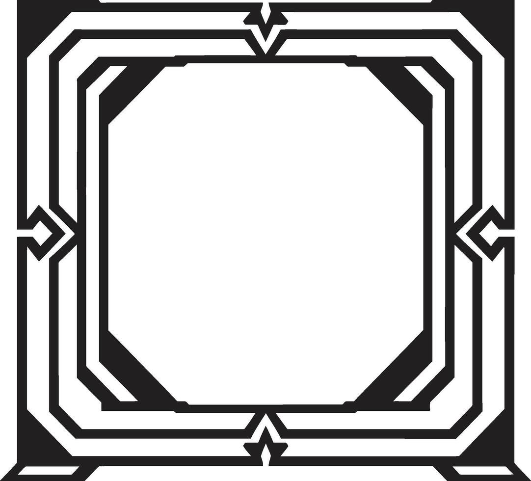 lisse symétrie monochromatique icône mettant en valeur art déco Cadre dans vecteur ancien opulence noir emblème avec intemporel art déco Cadre