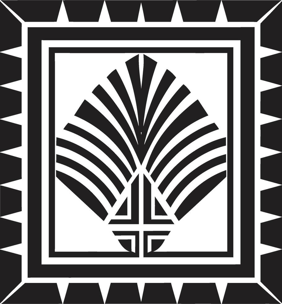 symétrie raffiné monochromatique emblème avec art déco Cadre dans vecteur déco essence lisse vecteur logo conception de noir art déco Cadre