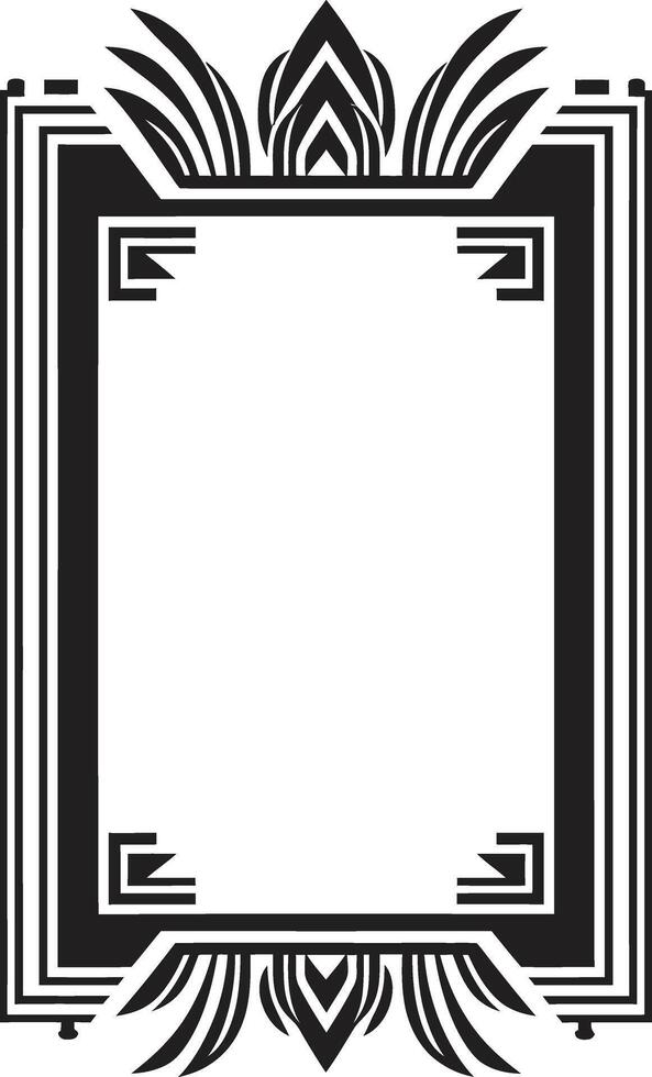 symétrie raffiné lisse vecteur logo de art déco Cadre déco essence monochromatique emblème mettant en valeur art déco Cadre dans vecteur