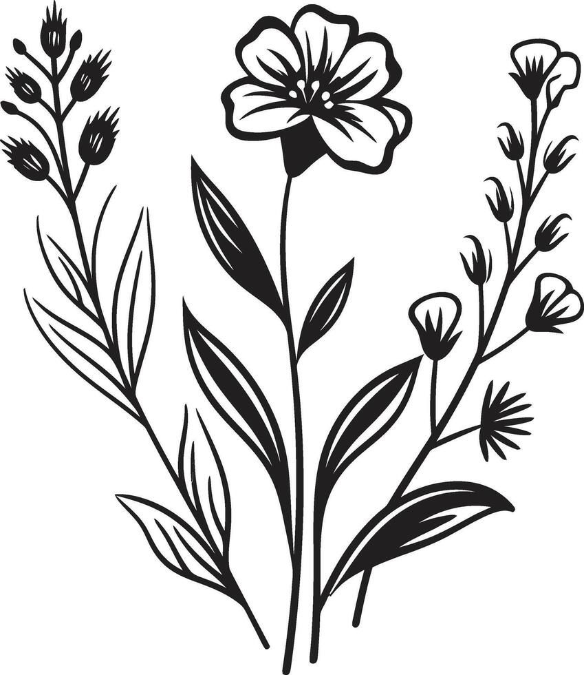 infini fleurs élégant emblème avec vecteur logo dans noir intemporel jardin élégant noir icône illustrant botanique fleurs