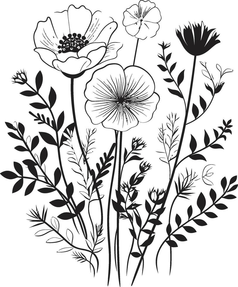 sculpté pétales élégant noir icône illustrant botanique conception chuchote de la nature vecteur logo conception avec noir botanique fleurs