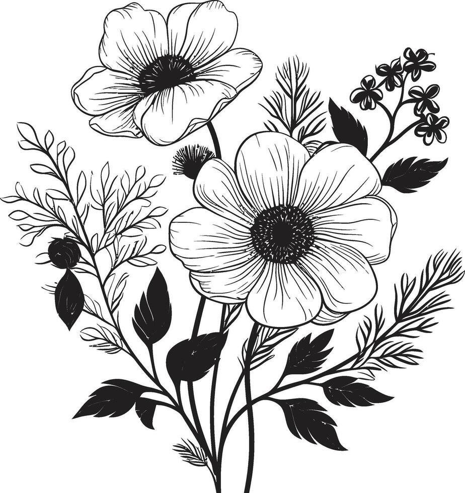 infini fleurs élégant emblème avec vecteur logo dans noir intemporel jardin élégant noir icône illustrant botanique fleurs