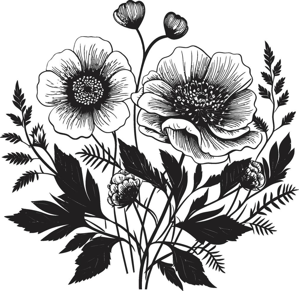 chuchote de la nature noir icône, vecteur logo de botanique fleurit enchanté fleurit élégant noir vecteur logo avec fleurs