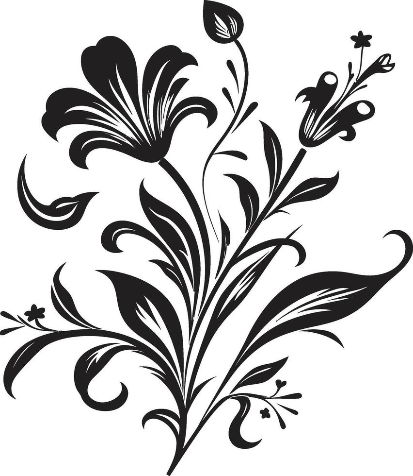 chuchote de la nature vecteur logo, noir botanique fleurs floral harmonie noir vecteur logo avec botanique élégance