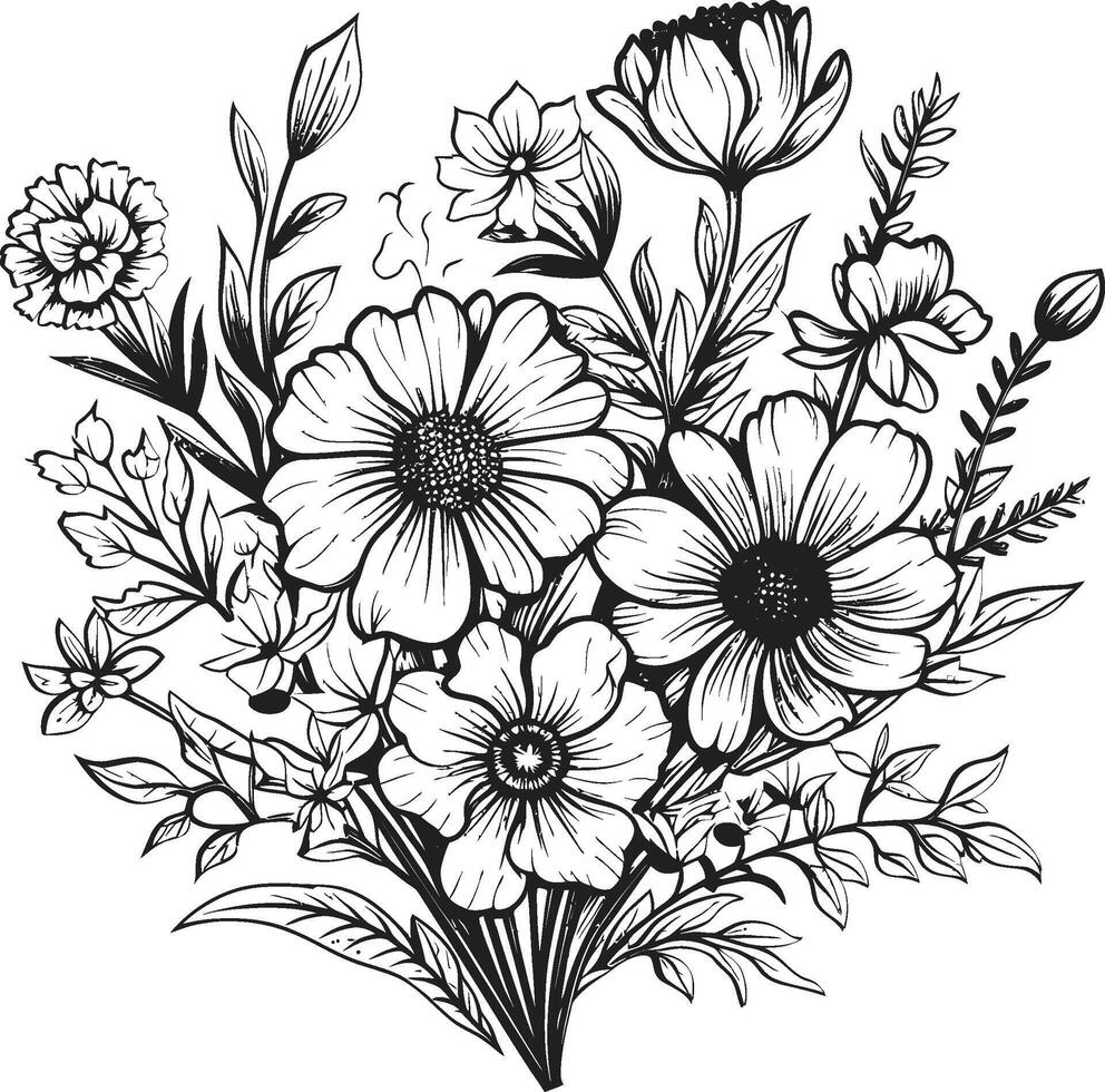 intemporel pétales élégant noir icône mettant en valeur botanique fleurs natures harmonie élégant vecteur logo conception avec noir floral éléments