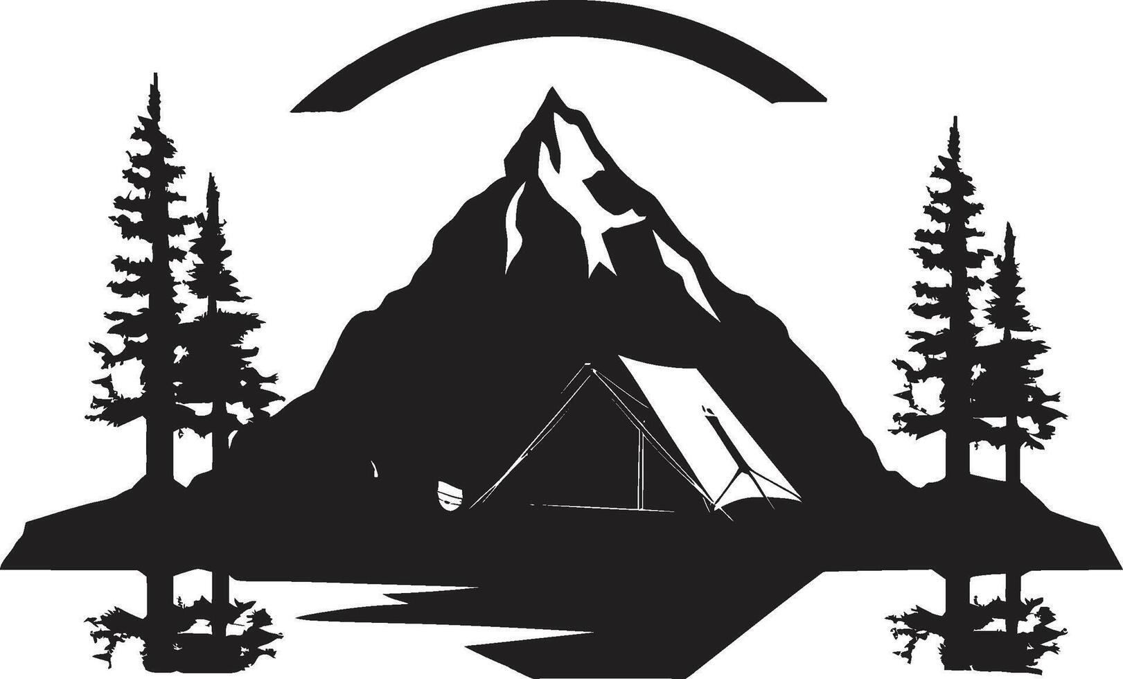 étoilé sanctuaire noir vecteur camping logo conception icône pour la nuit félicité esprit d'aventure havre élégant camping icône illustrant noir vecteur conception