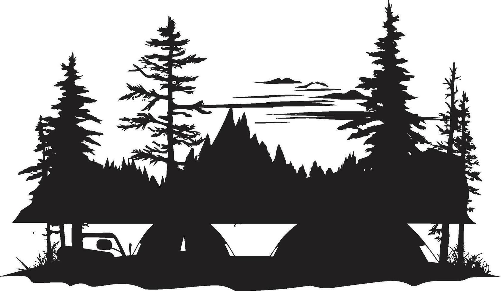 région sauvage esprit d'aventure élégant camping icône conception dans monochromatique noir aventureux les sentiers noir vecteur logo pour camping et exploration