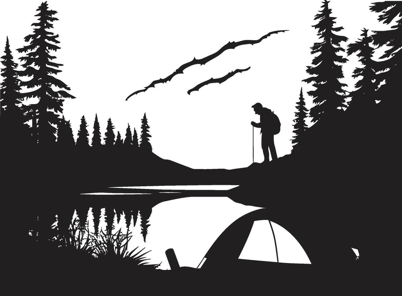 région sauvage chuchote noir vecteur logo conception icône pour la nature explorateurs robuste expédition élégant noir icône avec vecteur logo pour camping