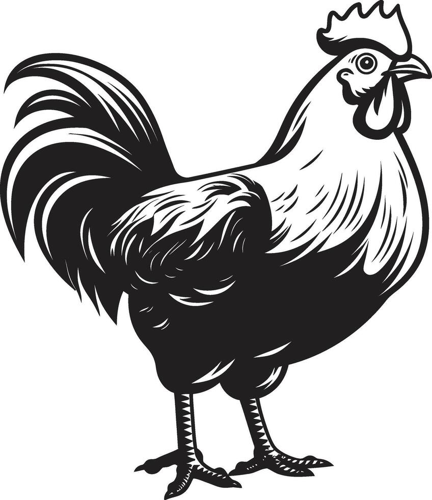 coq royalties élégant vecteur logo pour noir la volaille emblème cour de ferme délicatesse monochrome poulet icône dans lisse conception