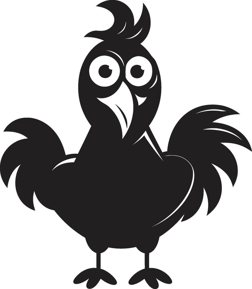 coq éclat lisse monochrome poulet emblème dans noir à plumes fleurir élégant vecteur logo pour la volaille félicité