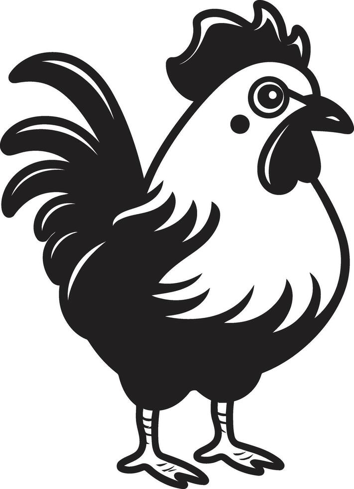 coq rêverie élégant monochrome emblème pour la volaille les amoureux cour de ferme mode lisse noir icône avec poulet vecteur logo